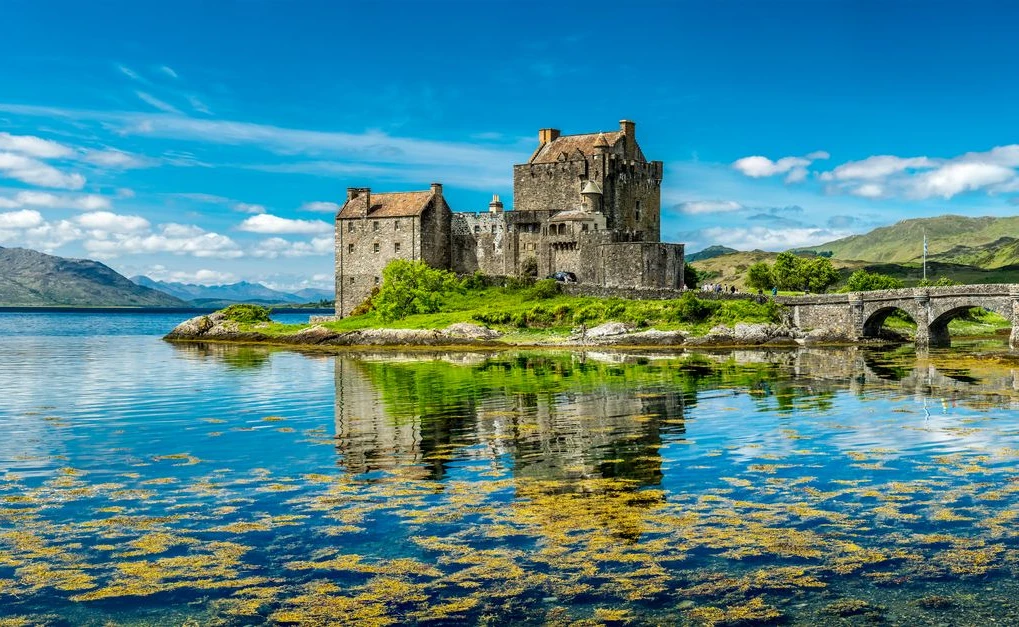Eilean Donan Castle during a warm summer day - Dornie, Scotland - United Kingdom