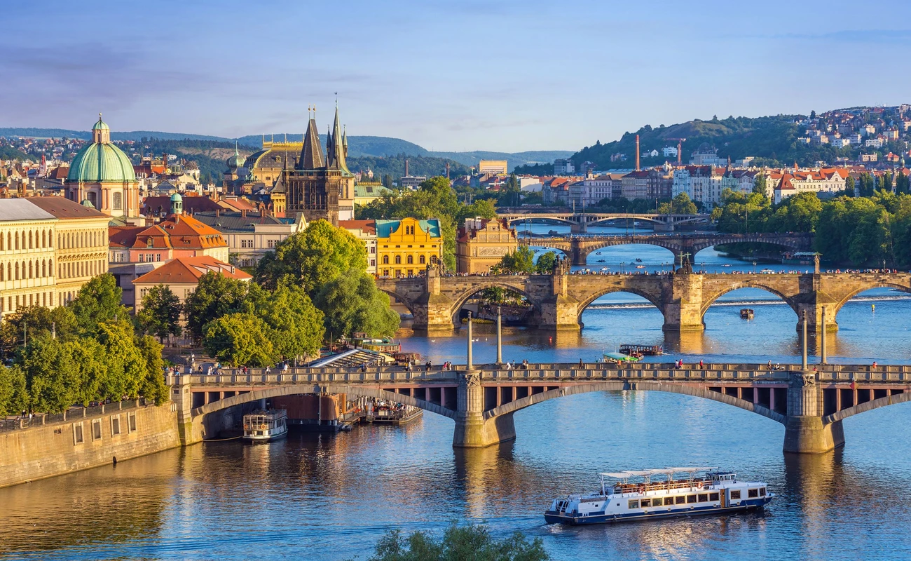 Prague city skyline and Charles Bridge - Prague - Czech Republic