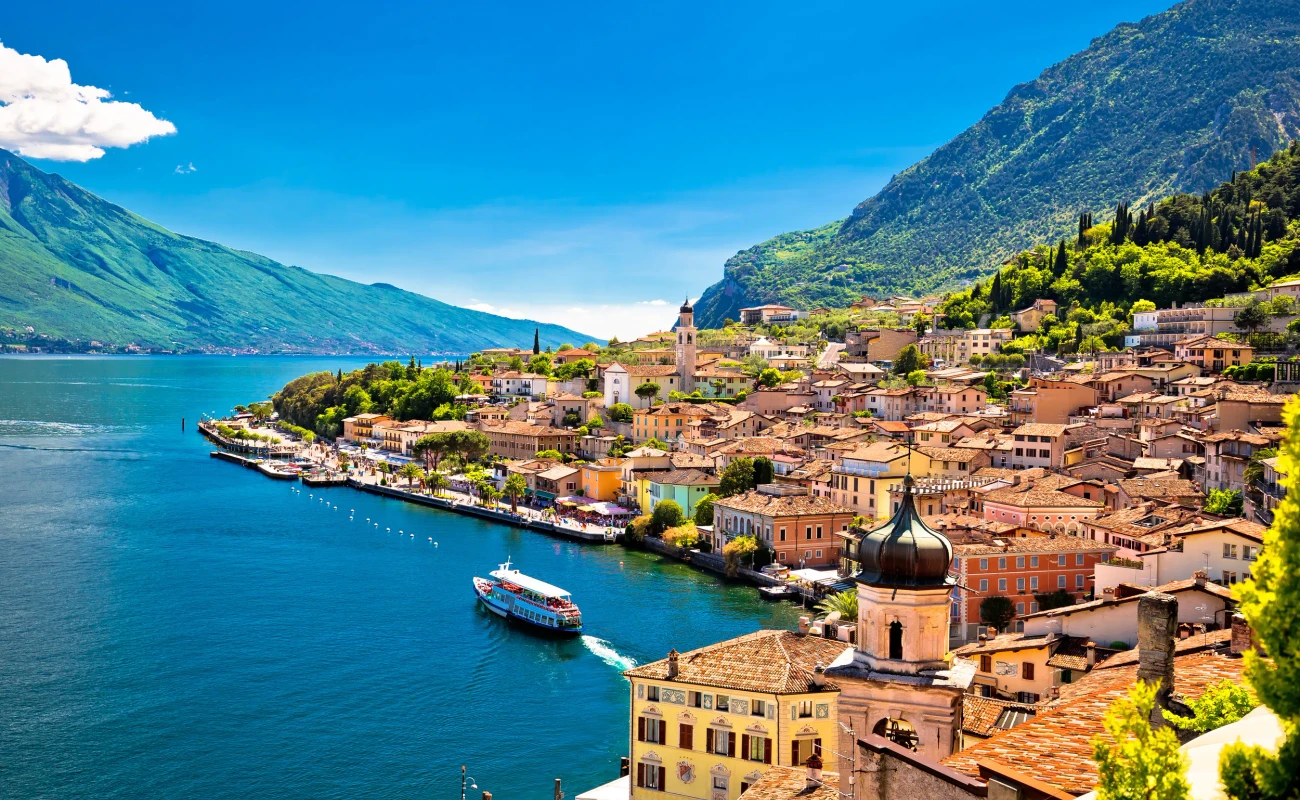 Limone sul Garda waterfront view, Lombardy region of Italy