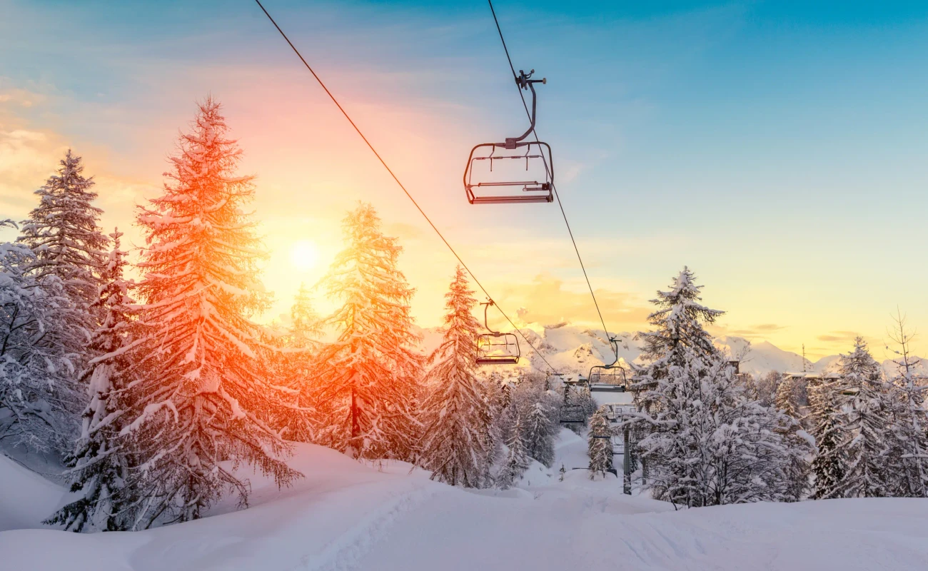 Sunset in winter landscape  in mountains Julian Alps-Europe