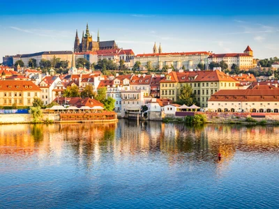 Prague, Bohemia, Czech Republic. Hradcany is the Praha Castle with churches, chapels, halls and towers from every period of its history.