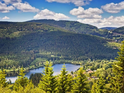 Panoramic view lake Schluchsee. Black Forest. Baden-wuerttemberg region. Germany.