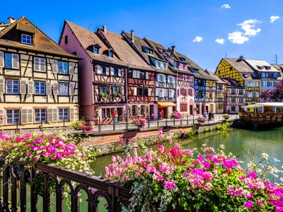 famous old town with historic halftimbered facades in colmar - france