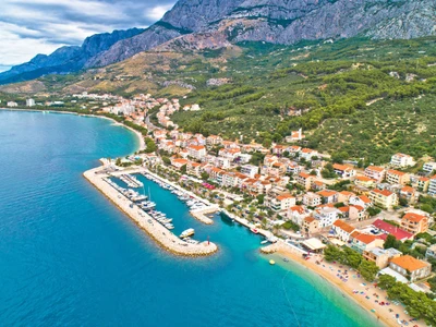 Tucepi Aerial view of town of Tucepi on Makarska riviera. Dalmatia region of Croatia
