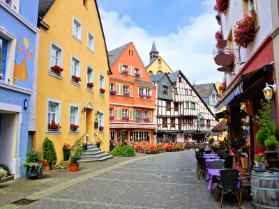 Colorful picturesque street in the Old Town of Bernkastel Kues, Germany