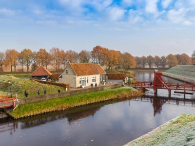 Frozen lake around the historic village of Bourtange, Netherlands