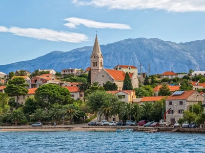 Sumartin small village on Brac Island east side on a summer morning.
