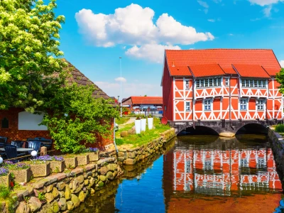 Scenic summer view of the Old Town architecture in Wismar, Mecklenburg region, Germany