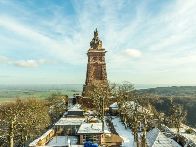 Wilhelm I Monument on Kyffhaeuser Mountain Thuringia, Germany under blue sky