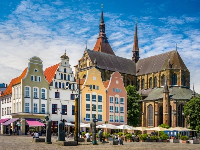 Neuer Markt square in the old town of Rostock, Germany