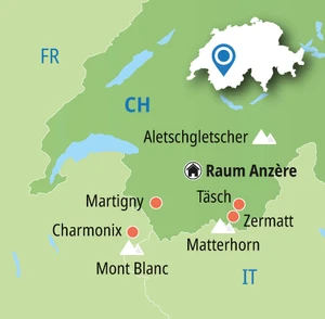 Eine Karte der Reiseroute