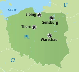 Eine Karte der Reiseroute